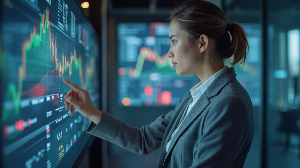 Financial analyst studying commodity and energy sector investment opportunities on dashboard